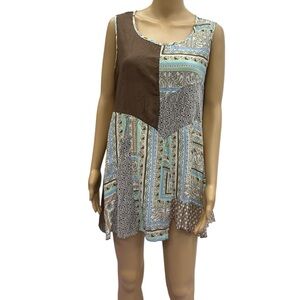 Threadz Australia Sleeveless Patchwork Asymmetrical Lightweight Top Womens Small
